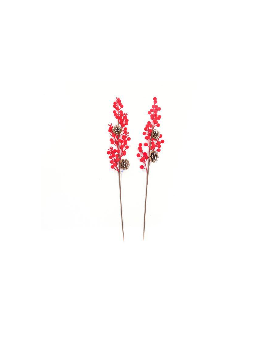 BACCHE FLOCCATE ROSSE PICK 61 CENTIMETRI CON PIGNE