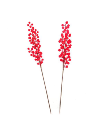 RED FLOCKED BERRIES PICK 61 CENTIMETERS