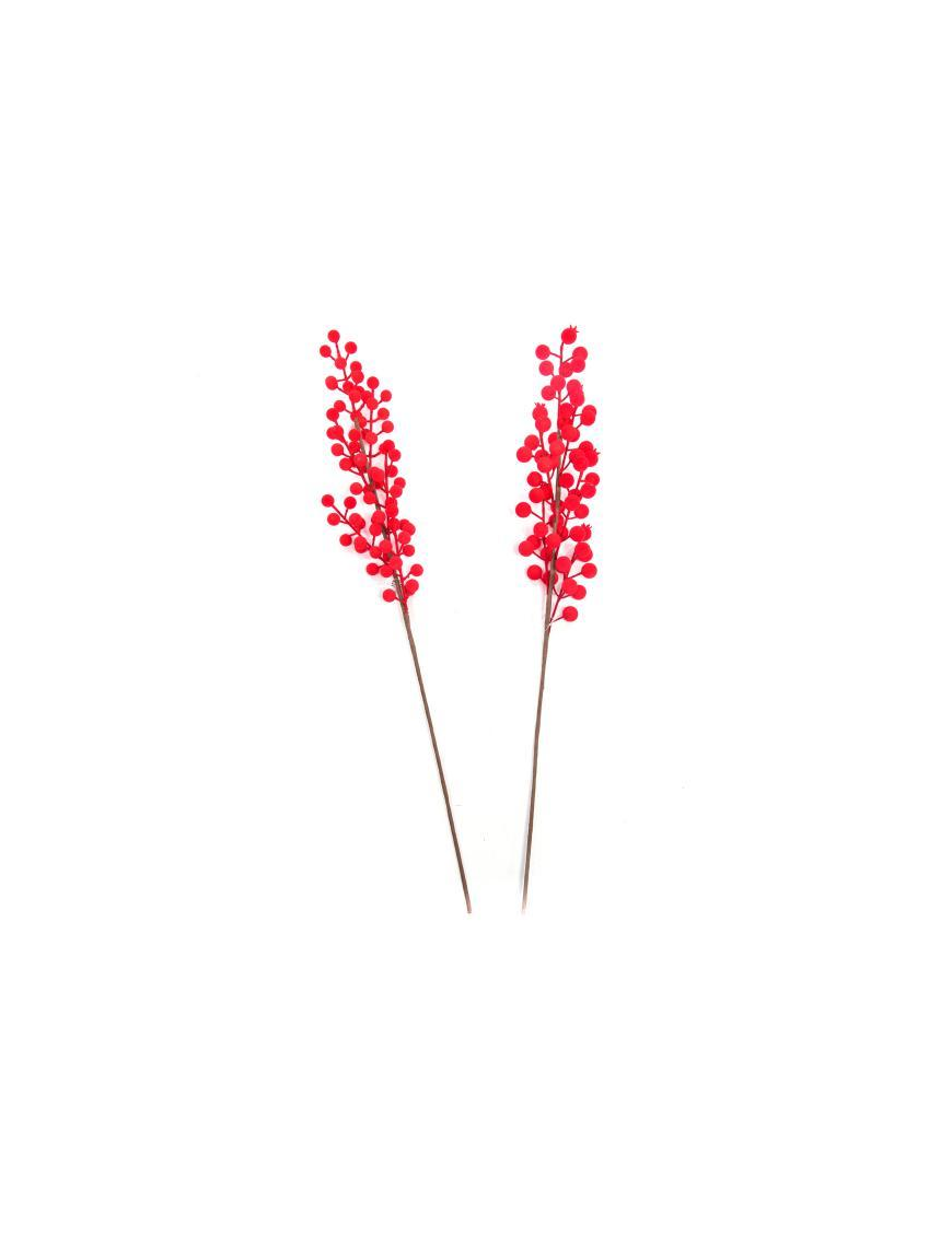 RED FLOCKED BERRIES PICK 61 CENTIMETERS