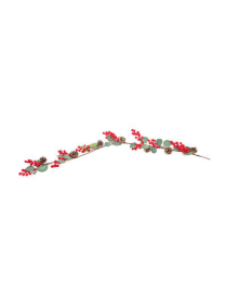 BACCHE FLOCCATE ROSSE GHIRLANDA 133 CENTIMETRI