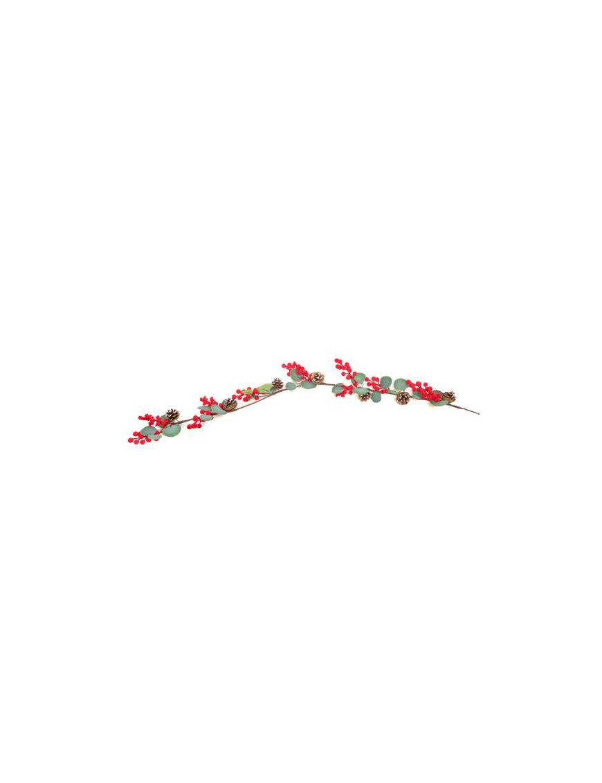BACCHE FLOCCATE ROSSE GHIRLANDA 133 CENTIMETRI