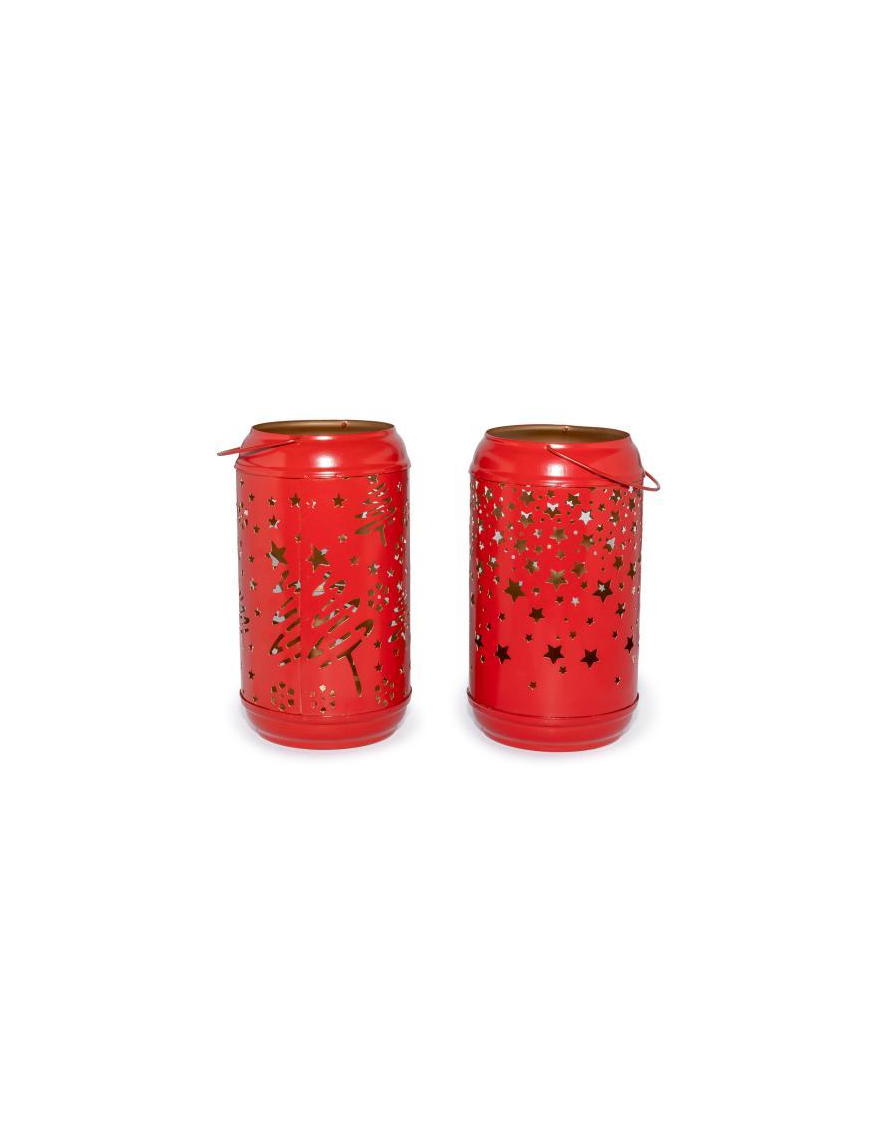 LANTERNA ROSSO/ORO 10x18cm IN METALLO