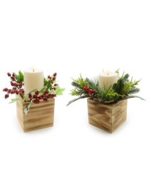 CANDELA LED CON BASE NATURALE 12x22cm