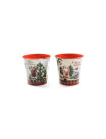CHRISTMAS TIN VASE 12x11cm