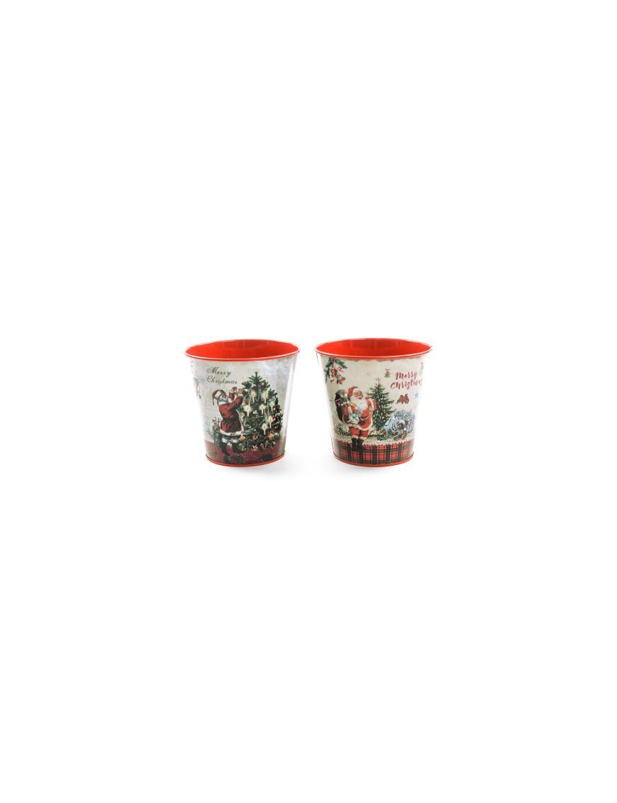 CHRISTMAS TIN VASE 12x11cm
