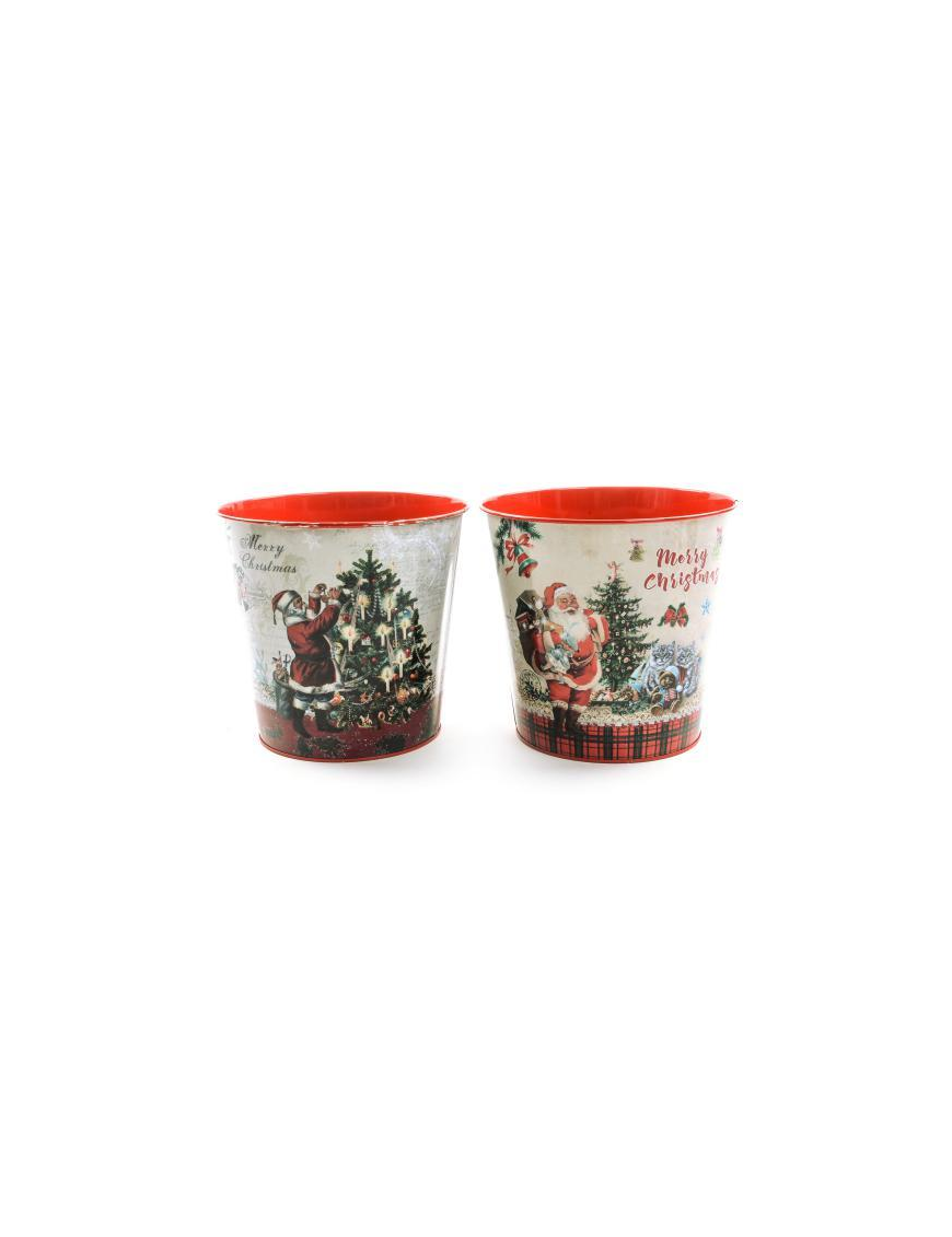 CHRISTMAS TIN VASE 17x17cm