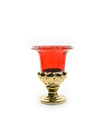 PORTACANDELA CALICE ORO/ROSSO 16x19cm