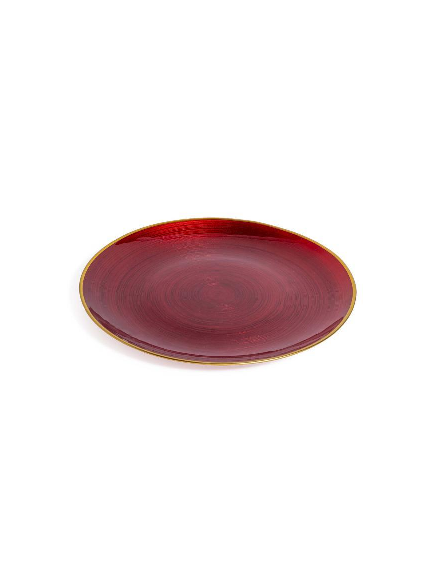 LINEA VETRO ROSSO/ORO PIATTO TONDO 32cm