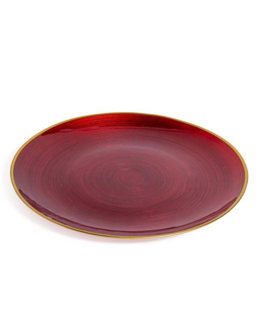 LINEA VETRO ROSSO/ORO PIATTO TONDO 32cm
