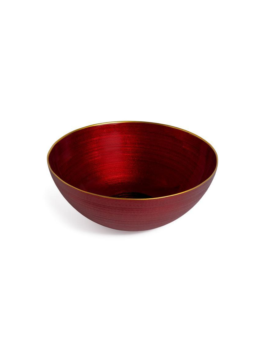 RED/GOLD GLASS LINE ROUND BOWL 28cm