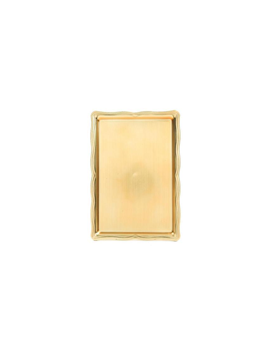 PLASTIC LINE RECTANGULAR GOLD TRAY 30x21cm