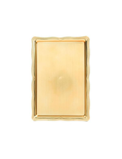 PLASTIC LINE RECTANGULAR GOLD TRAY 30x21cm