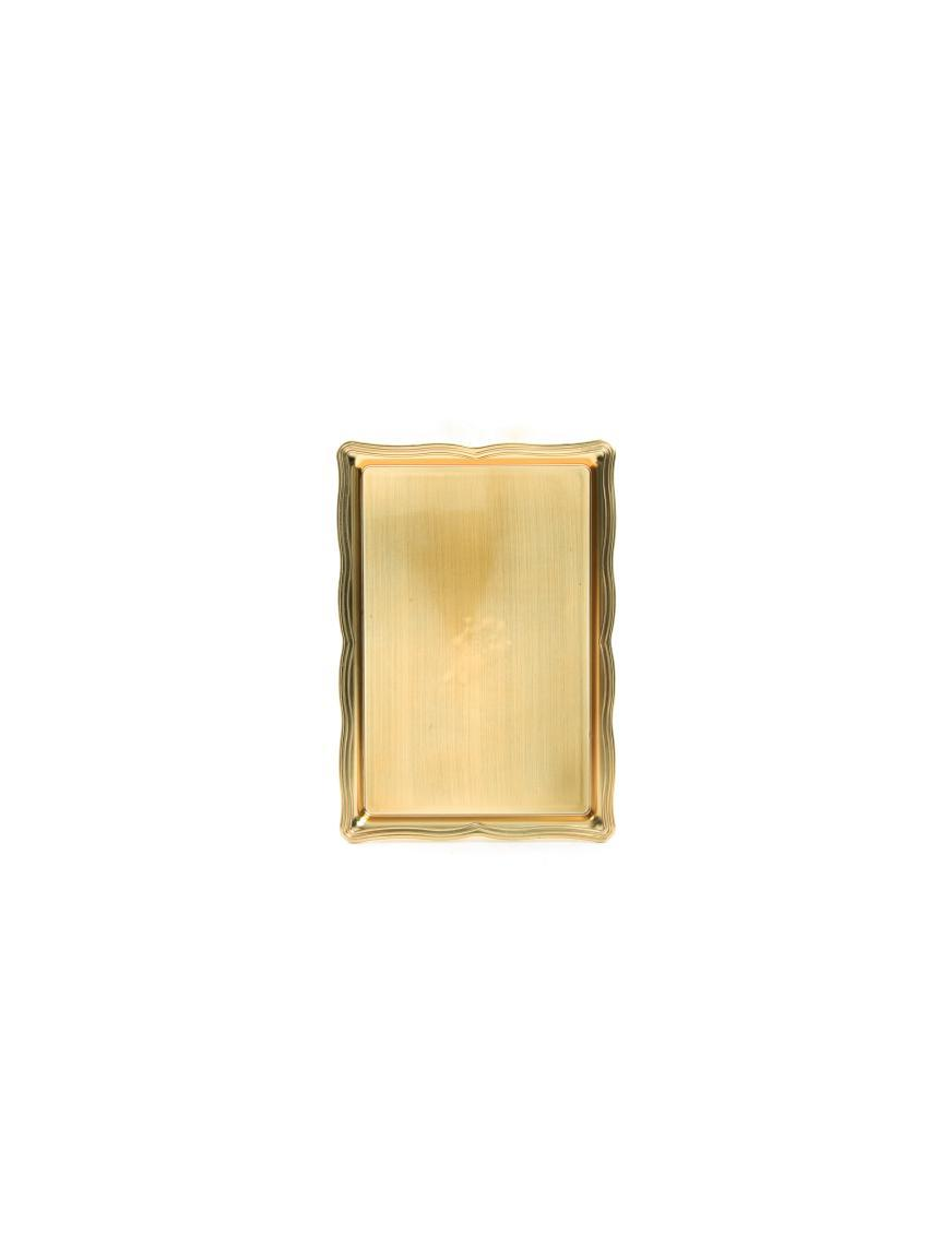 PLASTIC LINE RECTANGULAR GOLD TRAY 24x16cm