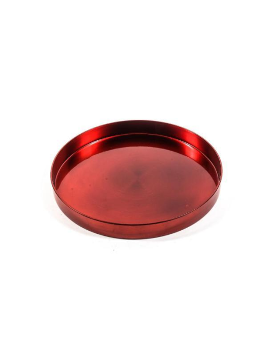 PLASTIC LINE ROUND TRAY RED 27cm