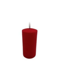 CANDELA LED FLOCCATA ROSSA PILLAR 15cm