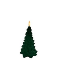 CANDELA LED FLOCCATA VERDE ALBERO 17cm