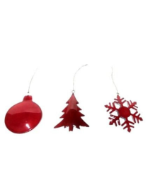 RED ENAMEL HANGER 13cm ASSORTED SHAPES
