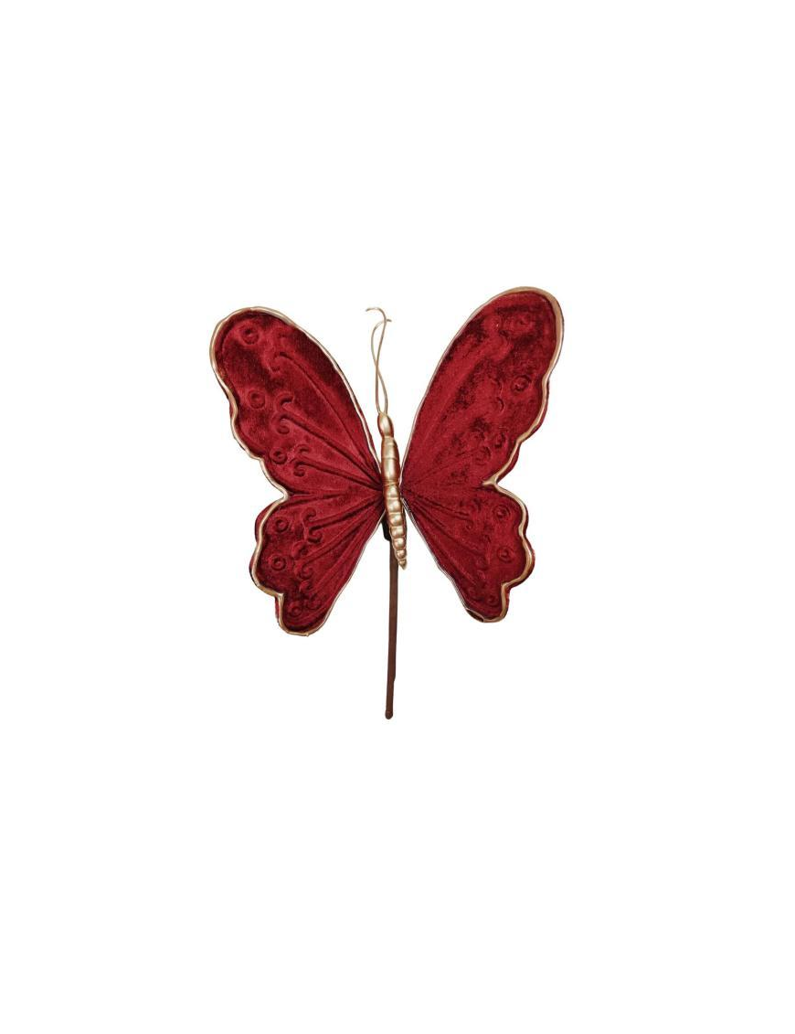 BUTTERFLY PICK 20cm BURGUNDY VELVET