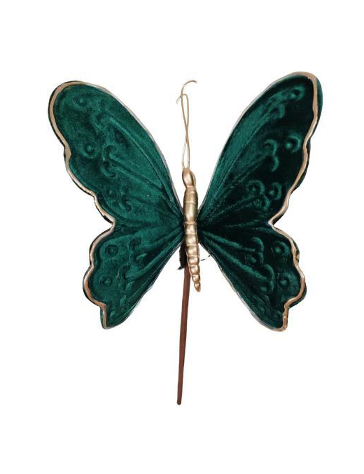 PICK FARFALLA VELLUTO VERDE 20cm