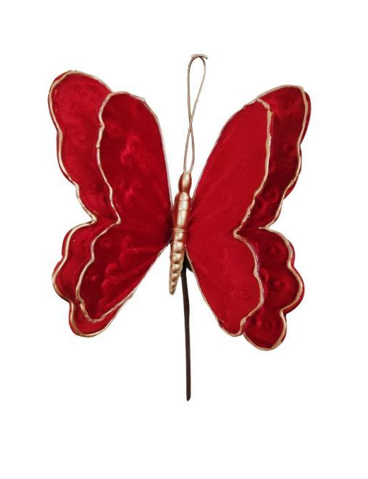 PICK FARFALLA VELLUTO ROSSO 20cm