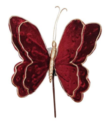 BUTTERFLY PICK 20cm BURGUNDY VELVET