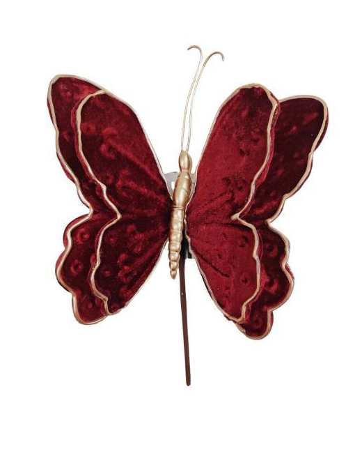 BUTTERFLY PICK 20cm BURGUNDY VELVET