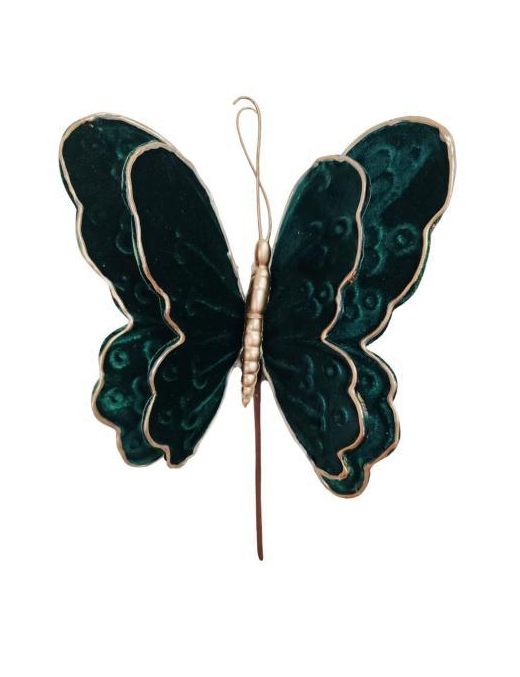 Green Velvet Butterfly Pick 20cm
