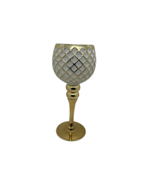 WHITE GOLD CHALICE CANDLE HOLDER 13x30cm