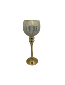 PORTACANDELA CALICE ORO BIANCO 13x35cm
