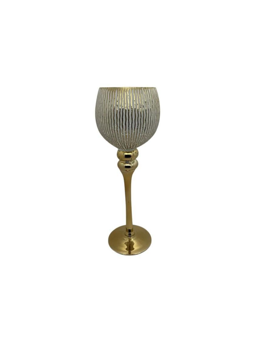 PORTACANDELA CALICE ORO BIANCO 13x35cm