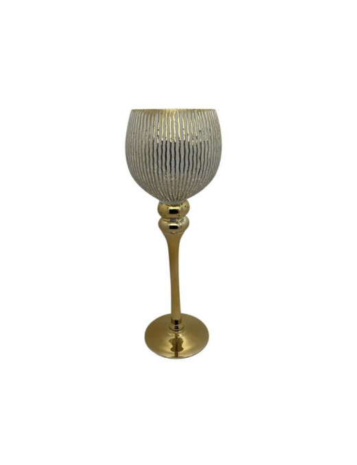PORTACANDELA CALICE ORO BIANCO 13x35cm