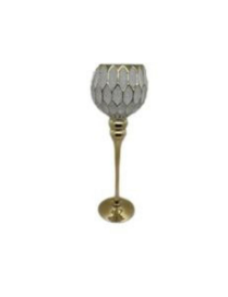 WHITE GOLD CHALICE CANDLE HOLDER 13x40cm