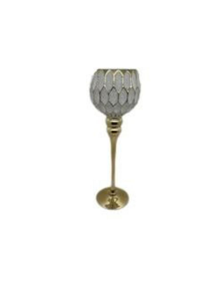 WHITE GOLD CHALICE CANDLE HOLDER 13x40cm