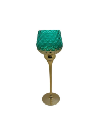 PORTACANDELA CALICE ORO VERDE 13x40cm