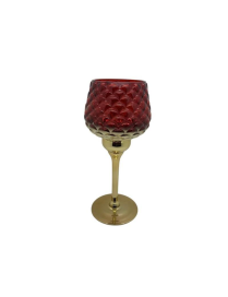 PORTACANDELA CALICE ORO ROSSO 13x30cm