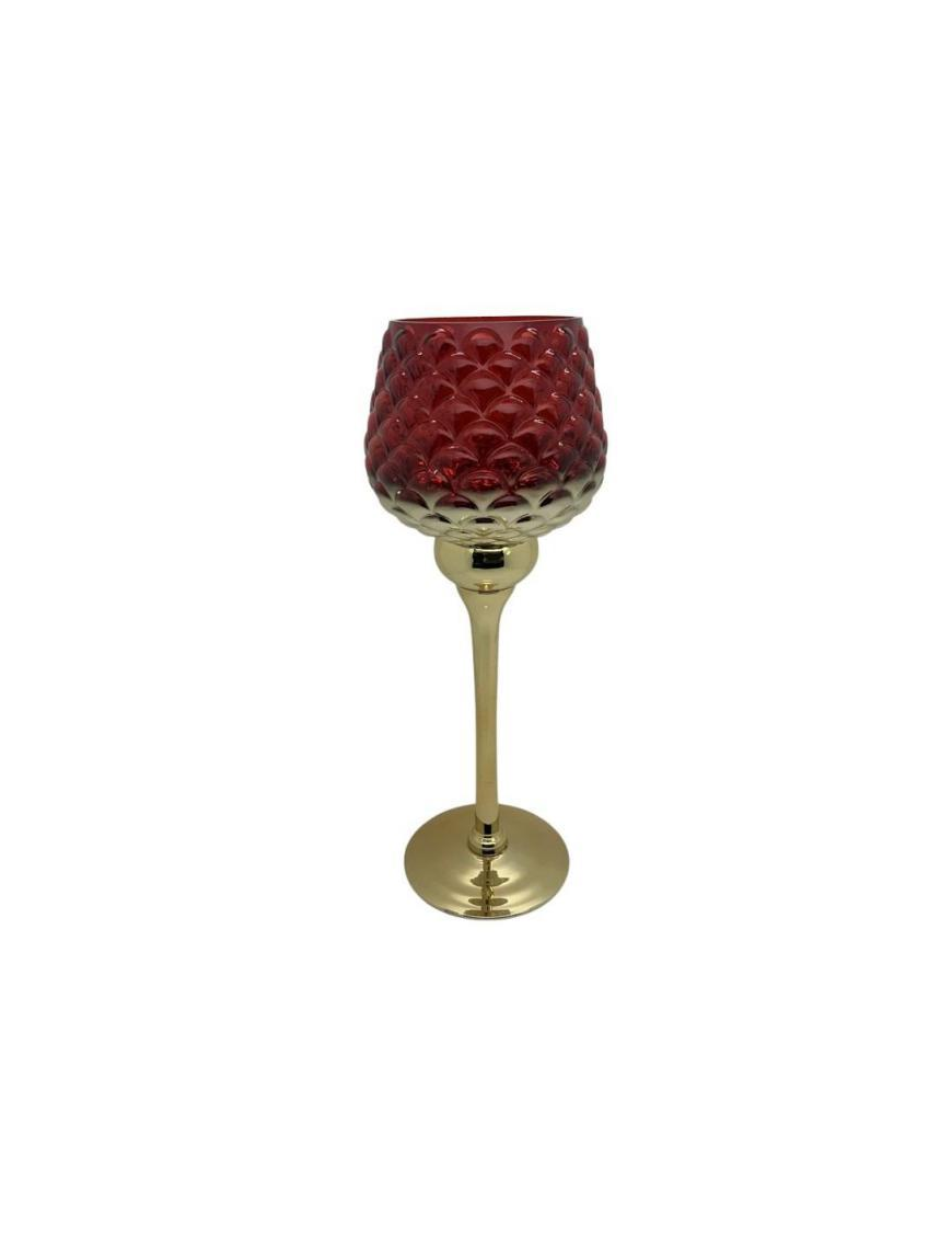 PORTACANDELA CALICE ORO ROSSO 13x35cm