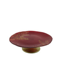 L.VETRO ROSSO/ORO ALZATA 21cm 14006