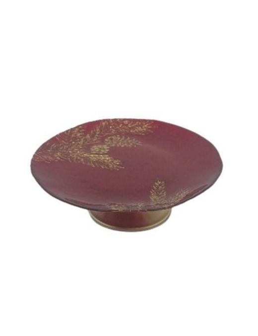 L.VETRO ROSSO/ORO ALZATA 26cm 13993