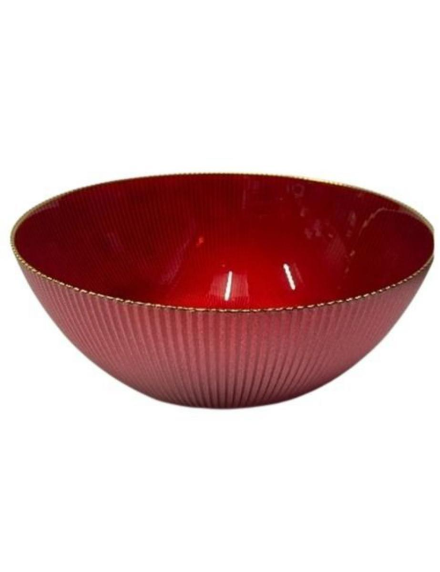 L.VETRO ORO/ROSSO INSALATIERA 28cm 91102