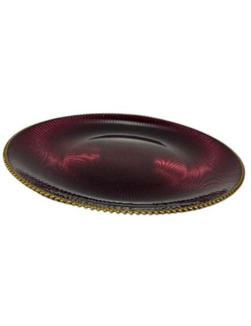 L.VETRO ORO/BORDEAUX SOTTOPIATTO 32cm