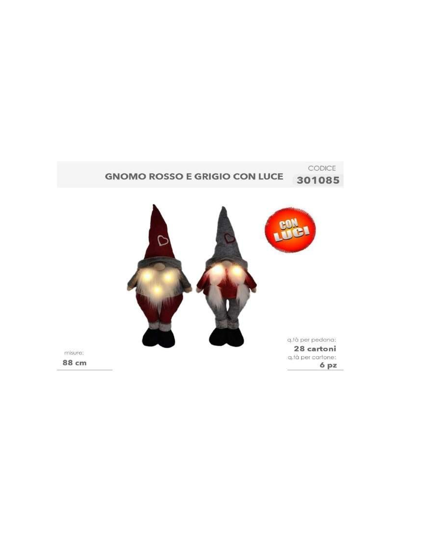 ASSORTED GRAY OR RED GNOME 88cm WITH LIGHT