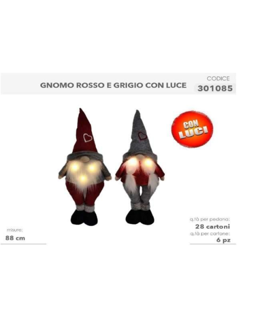 ASSORTED GRAY OR RED GNOME 88cm WITH LIGHT