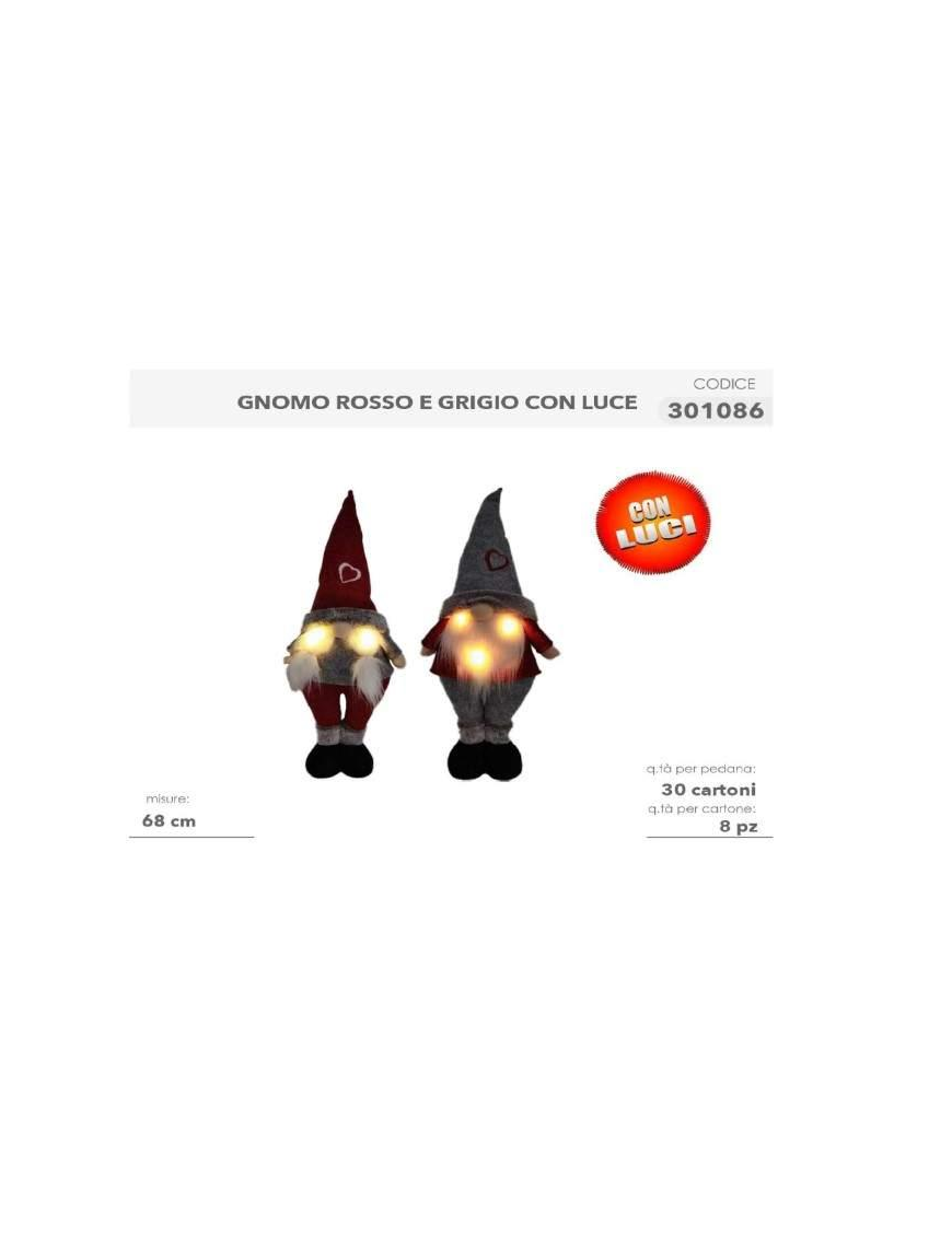 ASSORTED GRAY OR RED GNOME 68cm WITH LIGHT