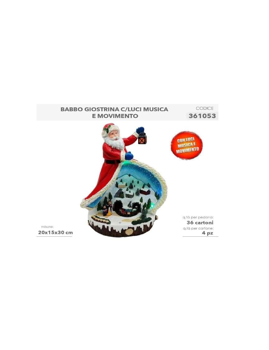 GIOSTRINA BABBO CON LUCI E MUSICA 20x15x30cm