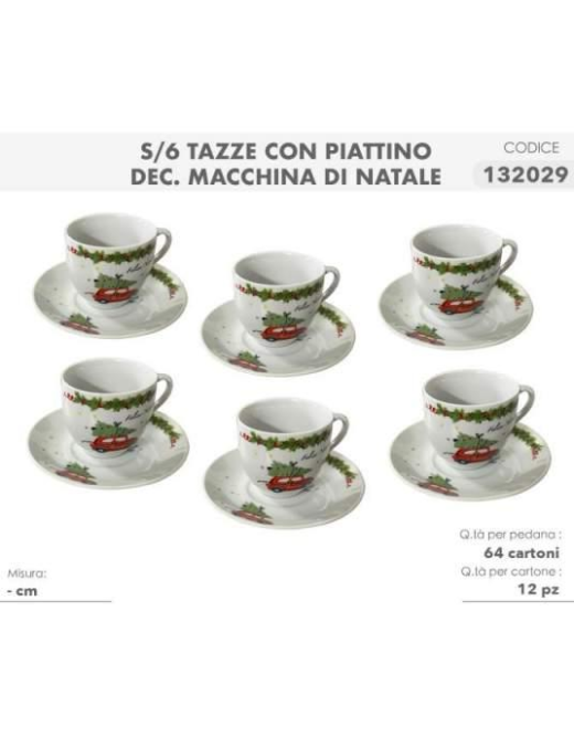 L.MACCHINA NATALE SERV.CAFFE' 6pz C/P