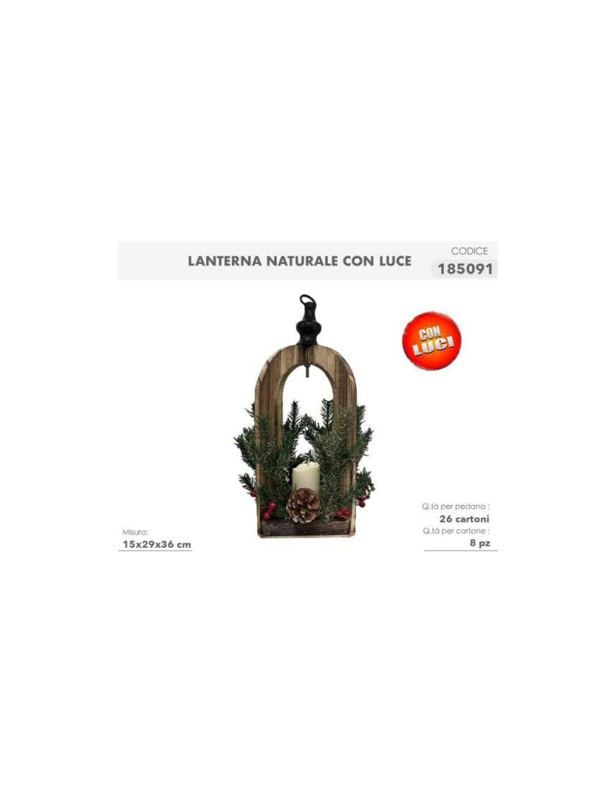 L.PINO NATURAL LANTERNA 15x29x36 C/LUC$$