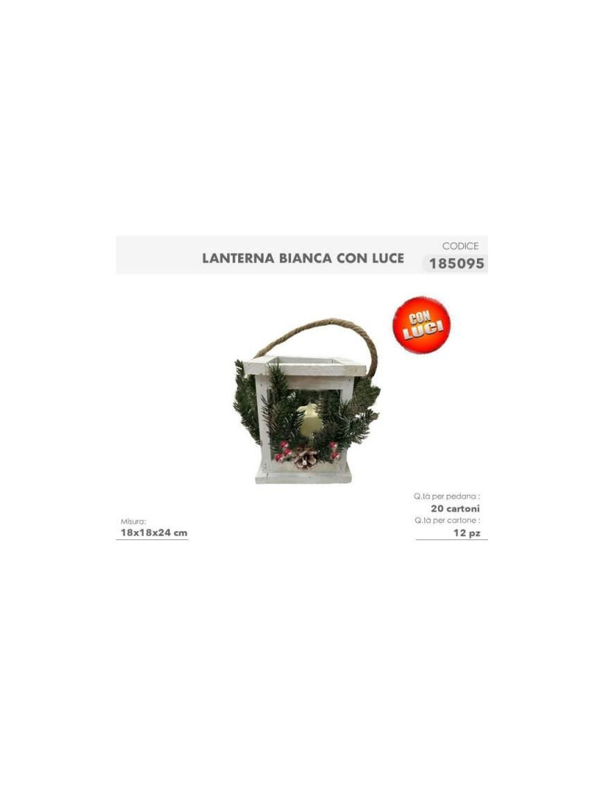 L.PINO BIANCO LANTERNA 18x18x24 C/LUCE$$