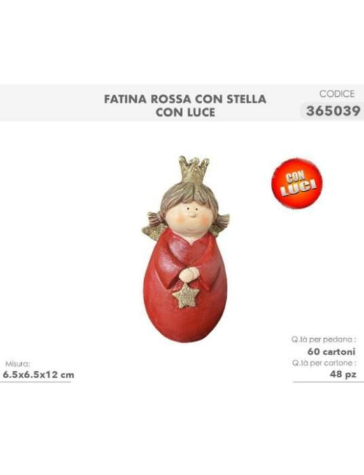 ROUGE FAIRY WITH STAR AND LIGHT 12cm
