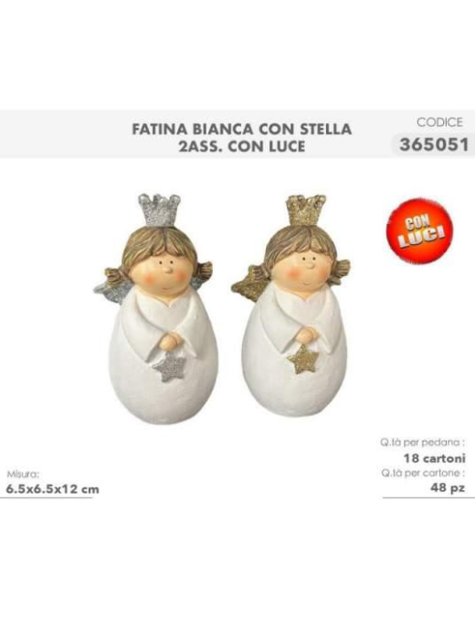 FATINA BIANCA CON STELLA E LUCE 12cm