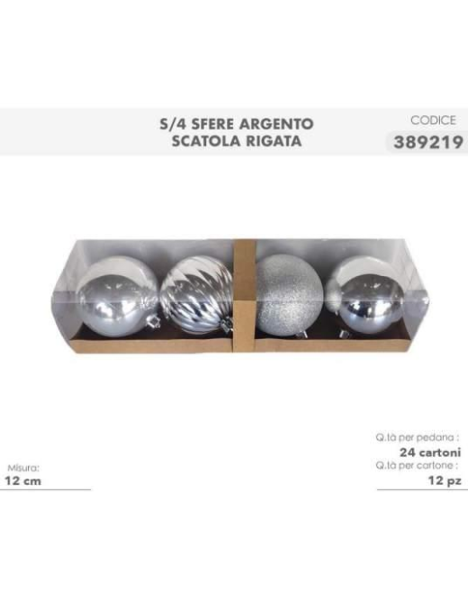 SFERA ARGENTO  4pz 12cm 389219 $$